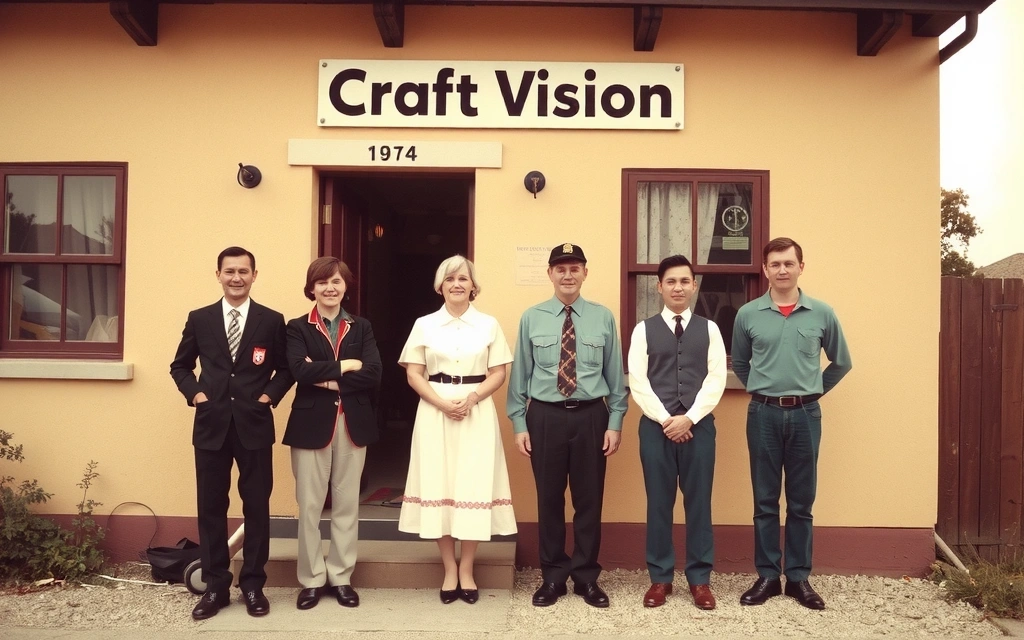Historický obrázek prvního týmu craftvision, symbolizující začátky firmy.