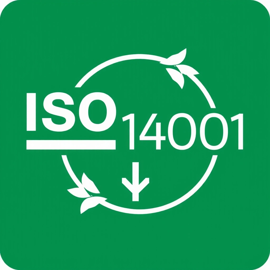 Ikona certifikátu ISO 14001 pro systém environmentálního managementu.