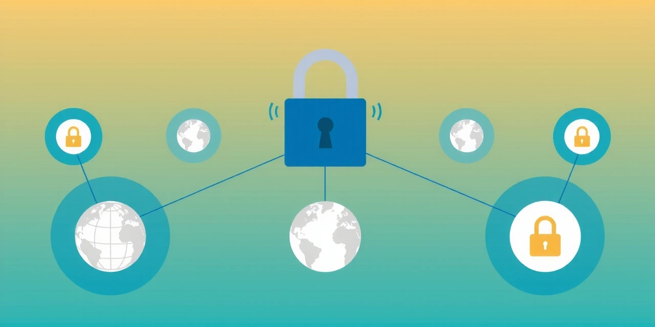 Ilustrace propojených webových stránek a bezpečnosti