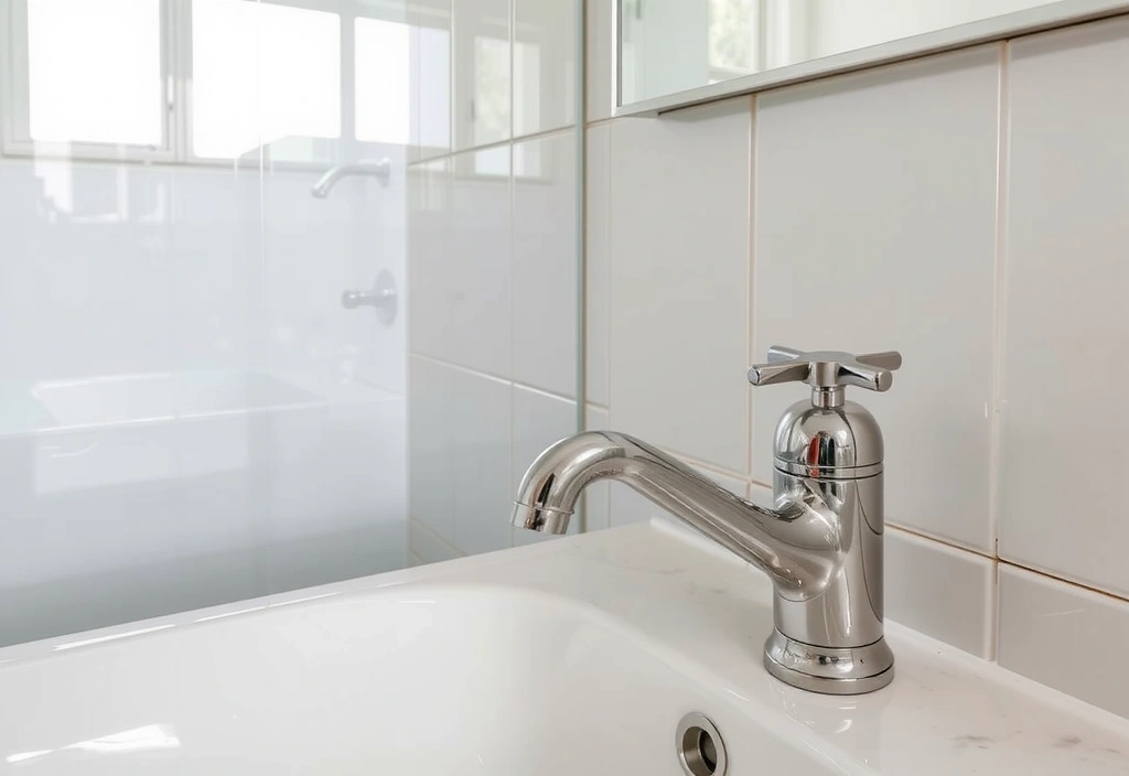 Detail čisté a lesklé koupelny po generálním úklidu